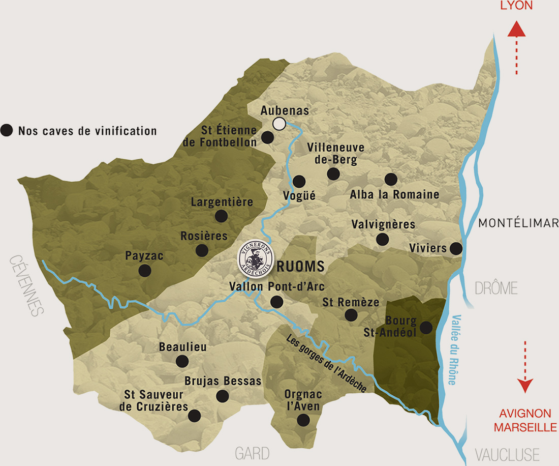 carte des cévennes ardéchoises