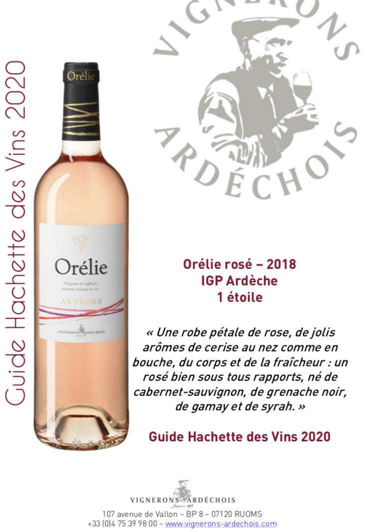 Orélie rosé : 1 étoile au Guide Hachette des Vins 2020